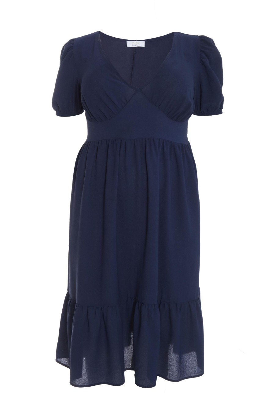 Dresses Quiz | Curve Tiered Puff Sleeve Midi Dress Navy · Valerip