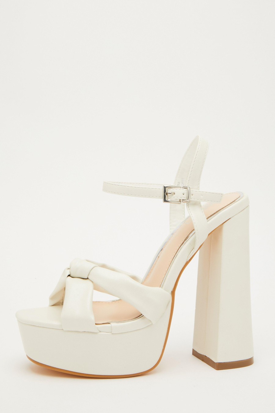 Shoes Quiz  | Platform Knot Heeled Sandals White