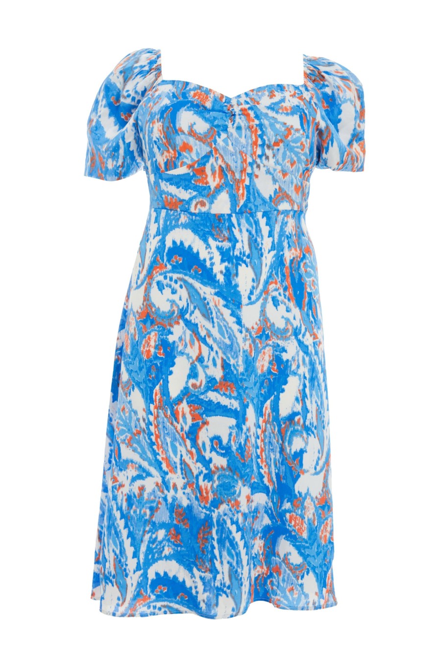 Dresses Quiz  | Curve Satin Aztec Print Midi Dress Blue