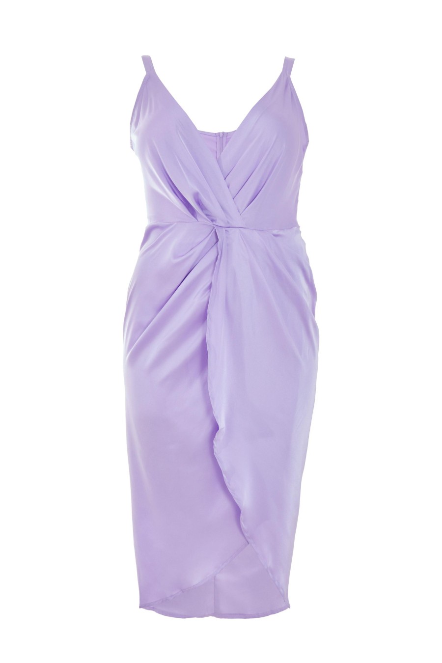 Dresses Quiz  | Curve Satin Ruched Midi Dress Lilac